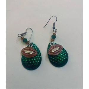 Cute handcrafted football DANGLE EARRINGS